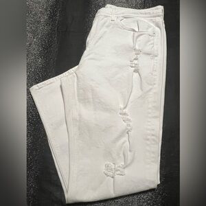Sean John White Relaxed Jeans with Distressing